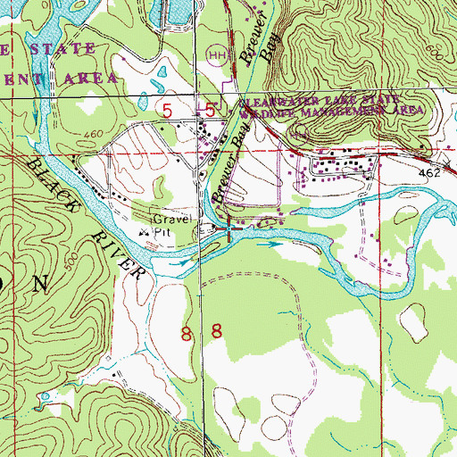 Topographic Map of Brewer Bay, MO