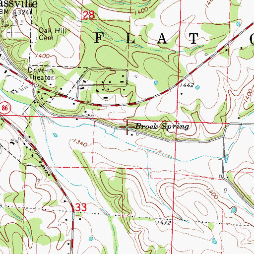 Topographic Map of Brock Spring, MO