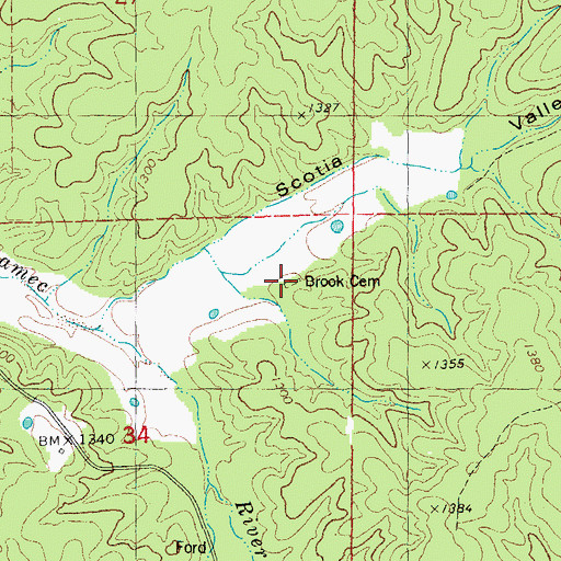 Topographic Map of Brook Cemetery, MO