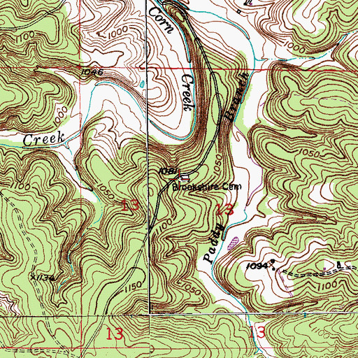 Topographic Map of Brookshire Cemetery, MO
