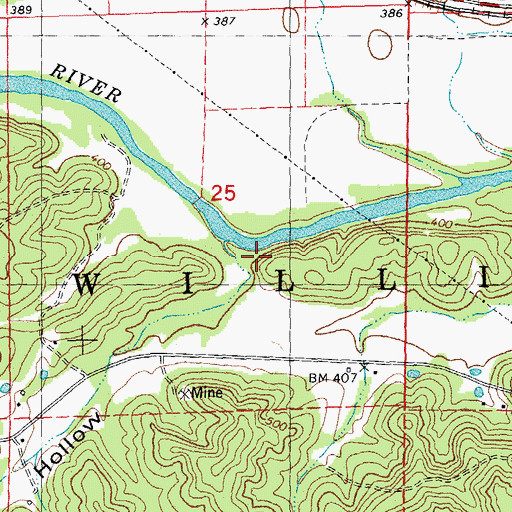 Topographic Map of Bull Run Hollow, MO