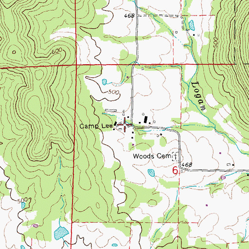 Topographic Map of Camp Lee, MO
