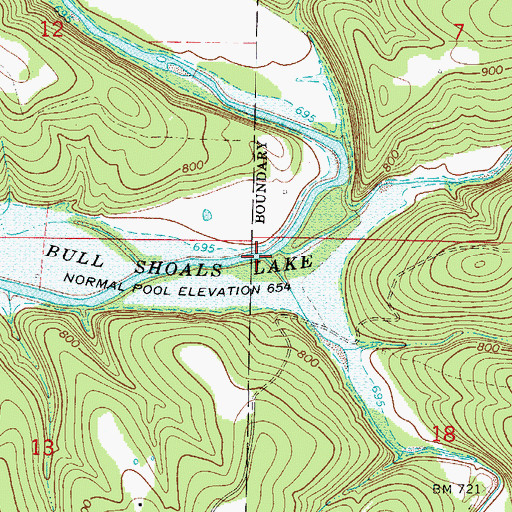 Topographic Map of Cane Creek, MO