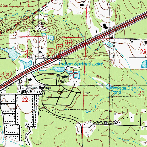 Topographic Map of Indian Springs Lake, AR
