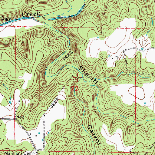 Topographic Map of Carrol Hollow, MO