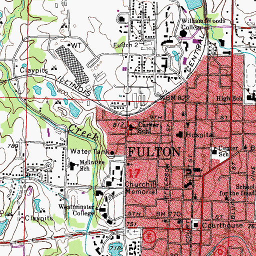 Topographic Map of Carver School (historical), MO