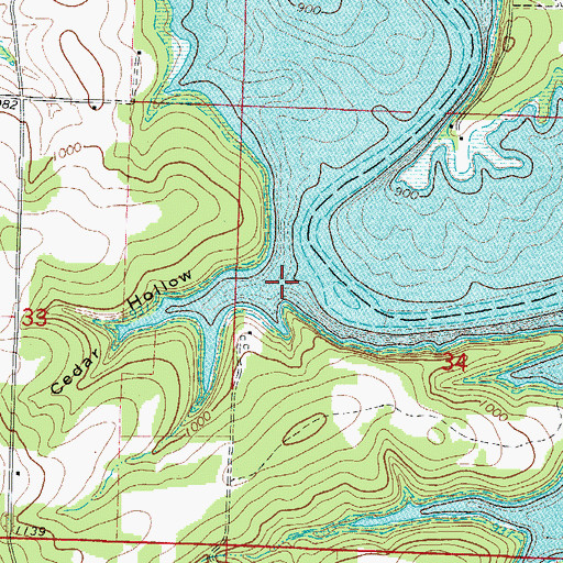 Topographic Map of Cedar Hollow, MO