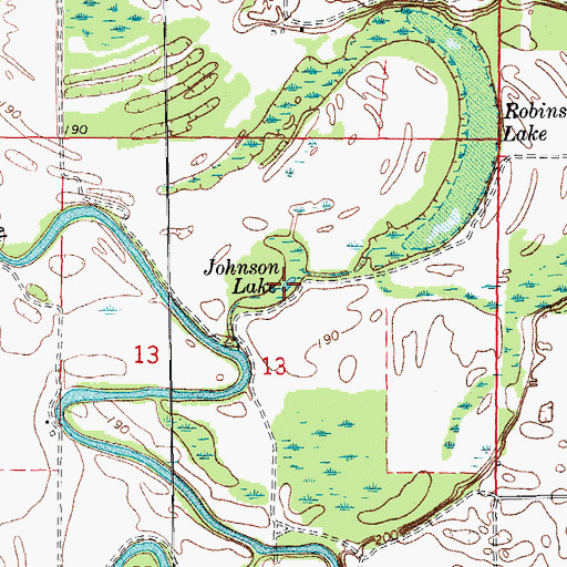Topographic Map of Johnson Lake, AR