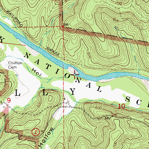 Topographic Map of Chilton Creek, MO
