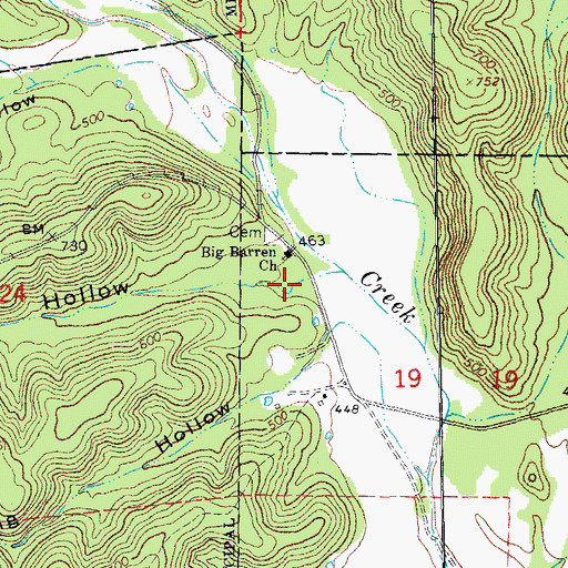 Topographic Map of Church House Hollow, MO
