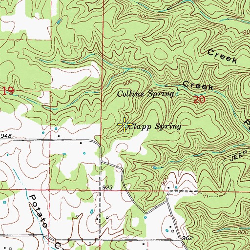 Topographic Map of Clapp Spring, MO