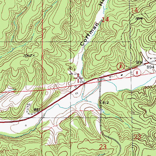 Topographic Map of Coffman Hollow, MO
