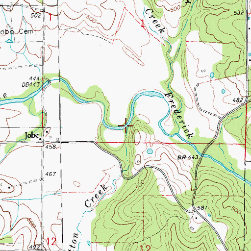 Topographic Map of Cotton Creek, MO