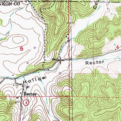 Topographic Map of Counts Hollow, MO