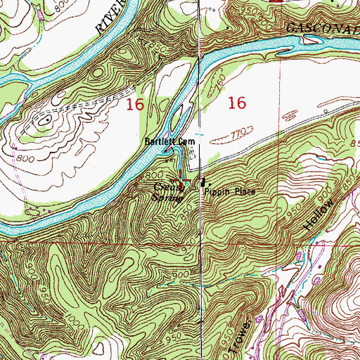 Topographic Map of Creasy Spring, MO