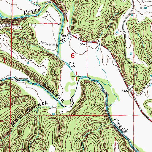 Topographic Map of Crows Fork Creek, MO