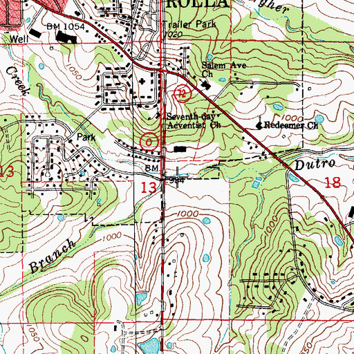 Topographic Map of Deible Branch, MO