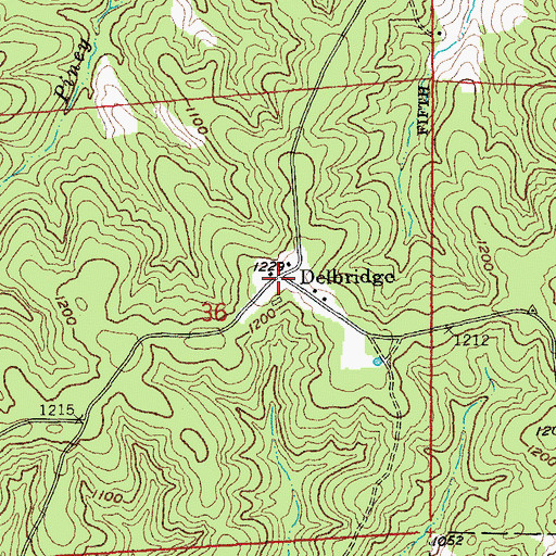 Topographic Map of Delbridge, MO