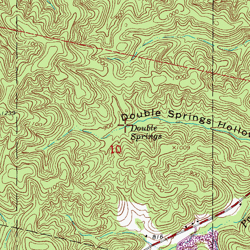Topographic Map of Double Springs, MO