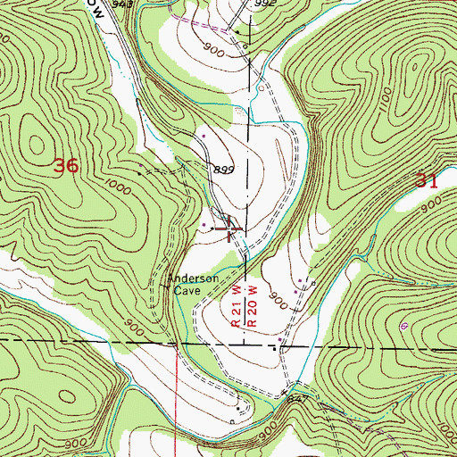 Topographic Map of Dry Hollow, MO