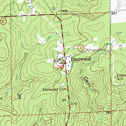 Topographic Map of Eastwood, MO