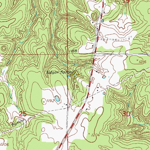 Topographic Map of Edgar Spring, MO