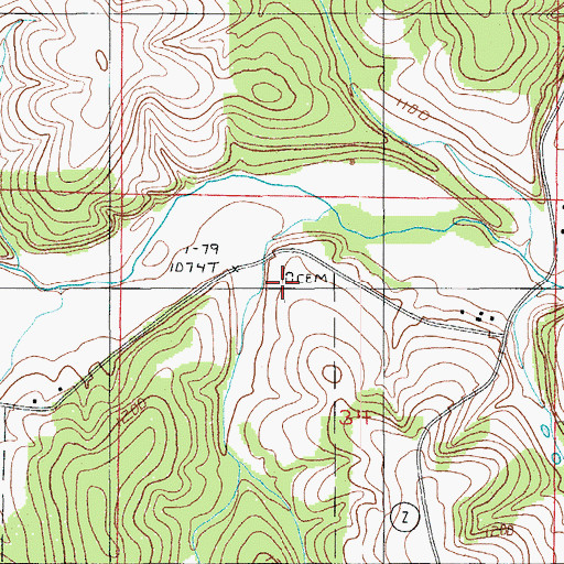 Topographic Map of Emerson Cemetery, MO