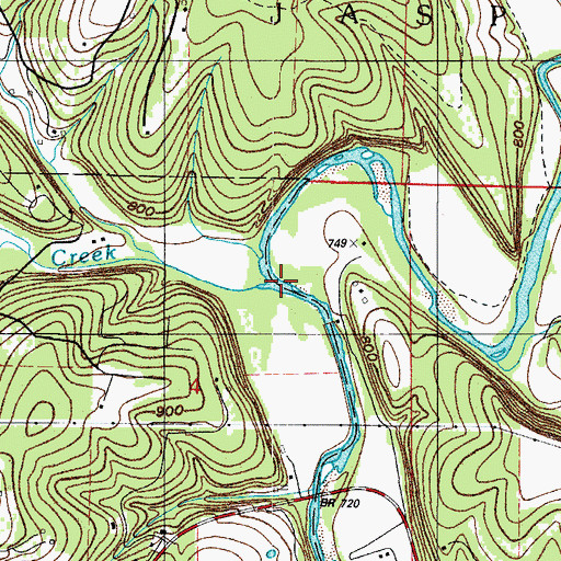 Topographic Map of Emory Creek, MO