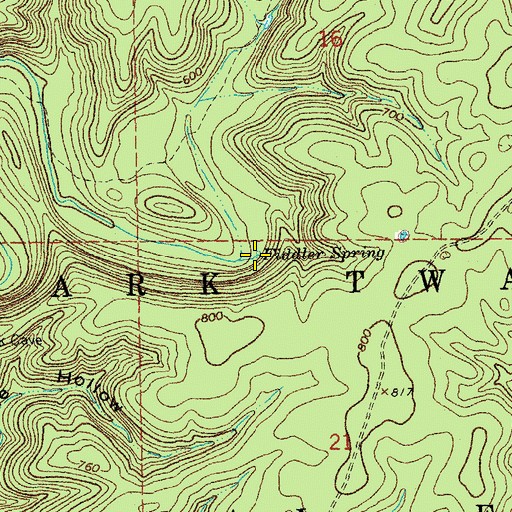 Topographic Map of Fiddler Spring, MO