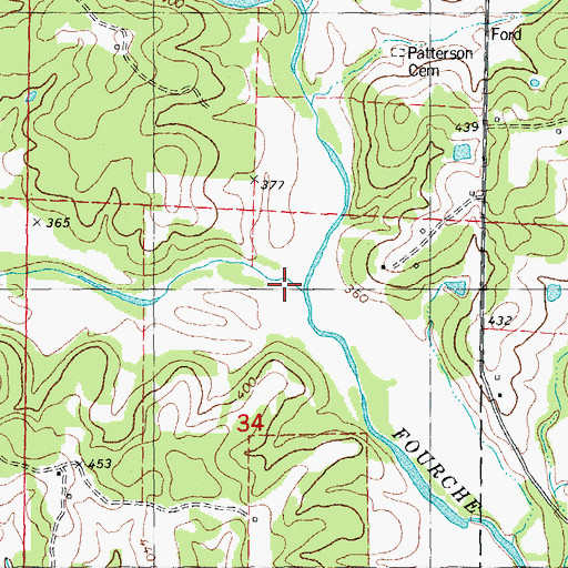 Topographic Map of Fourche Creek, MO