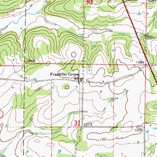 Topographic Map of Franklin Grove Church, MO