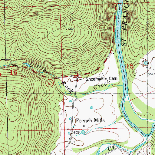 Topographic Map of French Mills, MO
