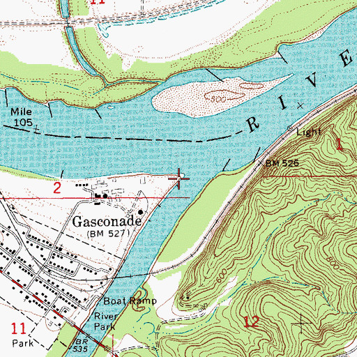 Topographic Map of Gasconade River, MO