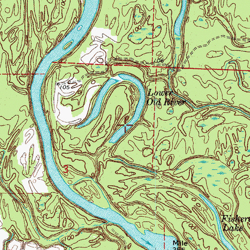 Topographic Map of Lower Old River, AR