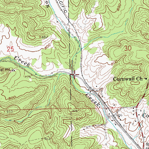 Topographic Map of Hackle Creek, MO
