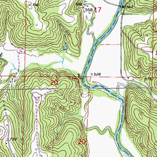Topographic Map of Halls Creek, MO
