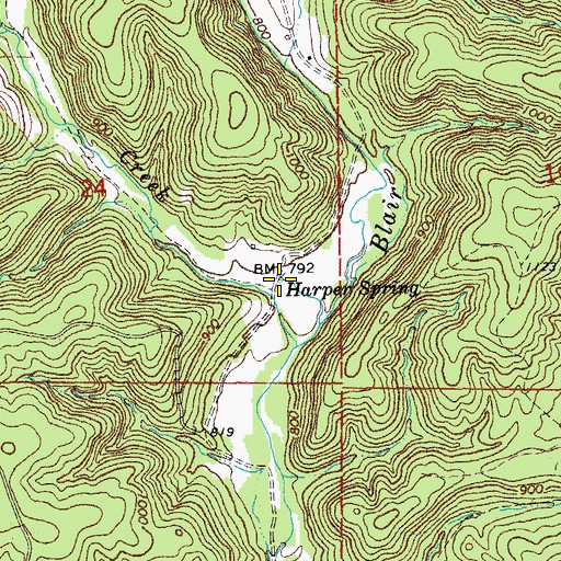Topographic Map of McIntire Spring, MO