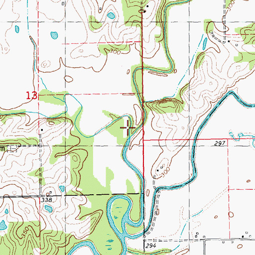 Topographic Map of Harris Creek, MO