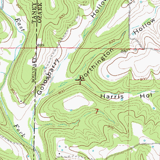 Topographic Map of Harris Hollow, MO