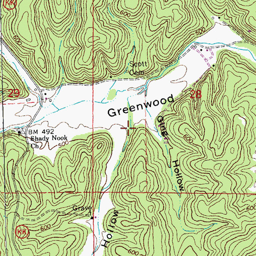 Topographic Map of Hay Hollow, MO
