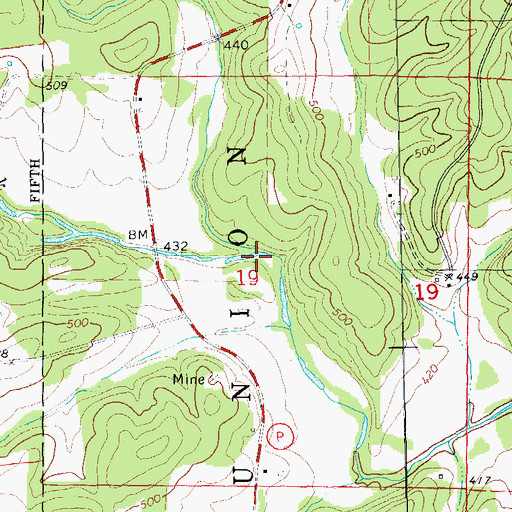 Topographic Map of Haygood Creek, MO