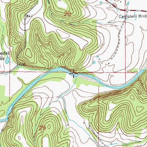 Topographic Map of Hinch Branch, MO
