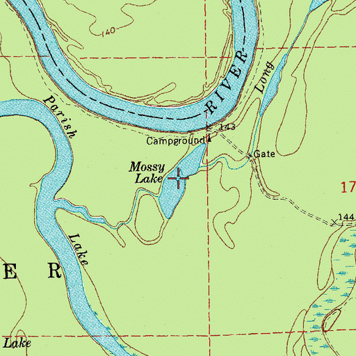 Topographic Map of Mossy Lake, AR