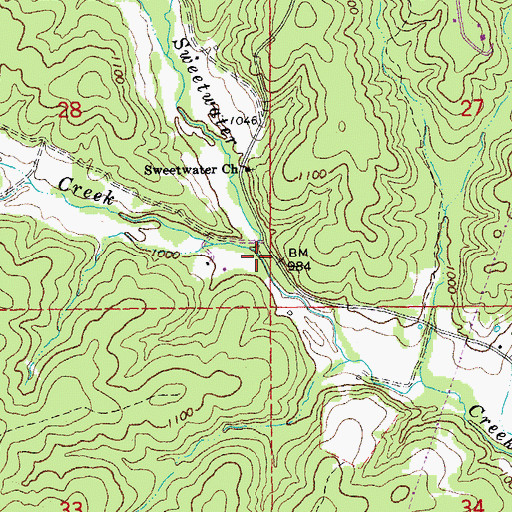Topographic Map of Homing Creek, MO