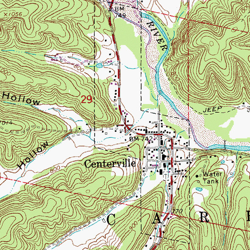 Topographic Map of Hunter Hollow, MO