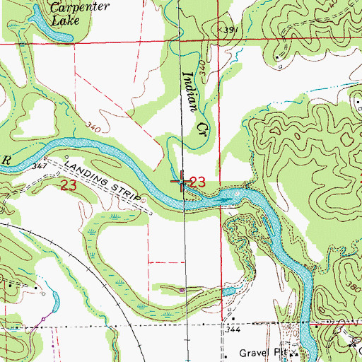 Topographic Map of Indian Creek, MO