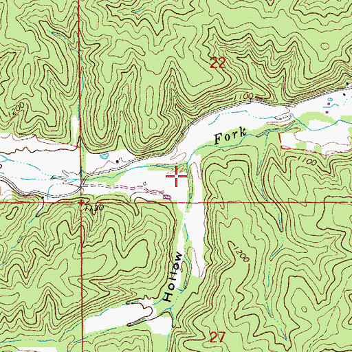 Topographic Map of Jayhawker Hollow, MO