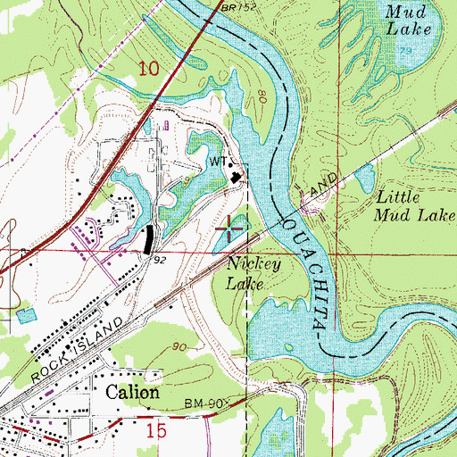 Topographic Map of Nickey Lake, AR