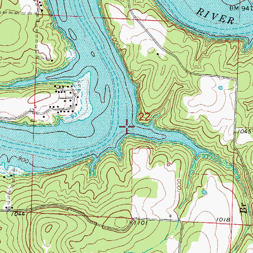 Topographic Map of Johns Branch, MO