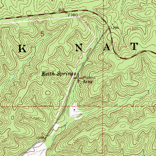 Topographic Map of Keith Springs, MO
